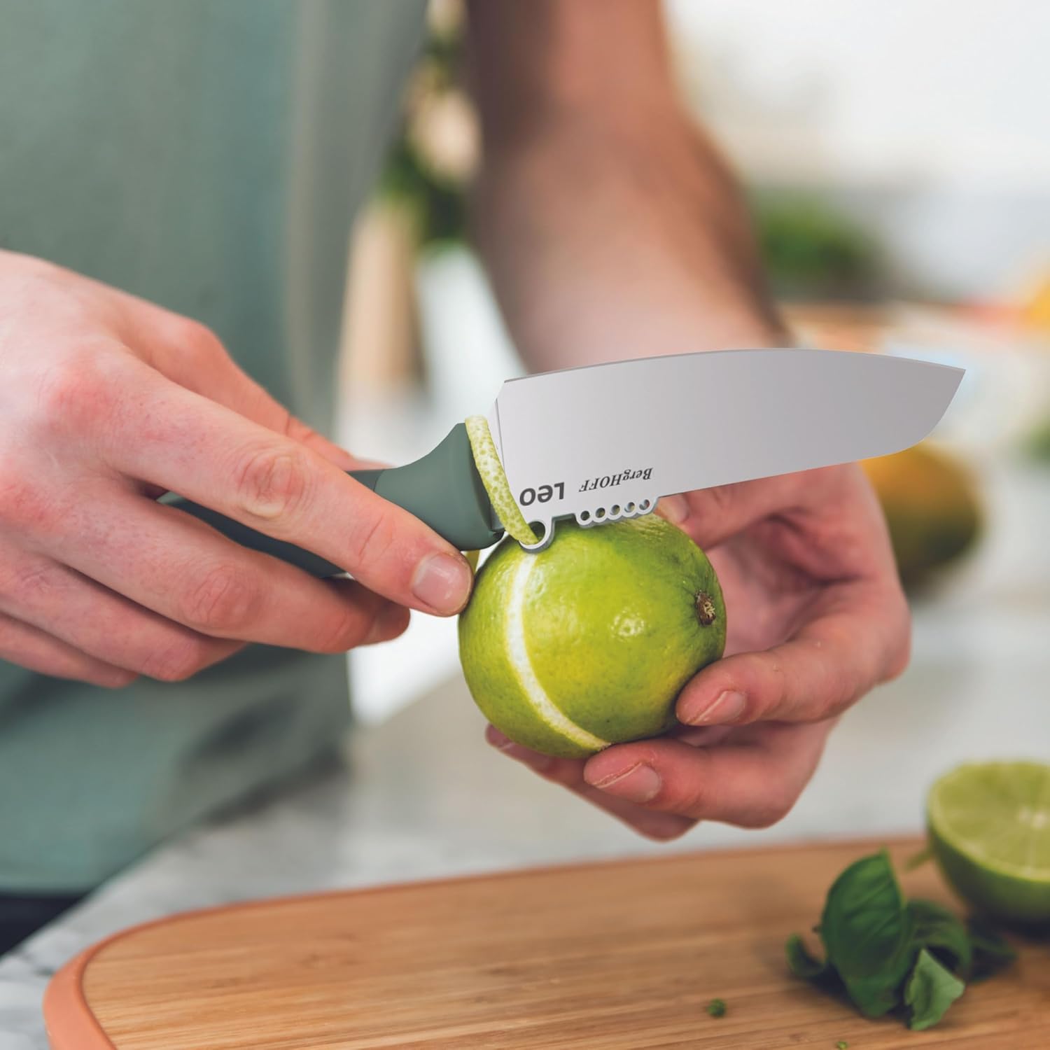 BergHOFF Forest 3Pc Specialty Knife Set, Stainless Steel Sharp Blade, Ergonomic Soft Touch Handle, Recycled Material, Kitchen Knives for Slicing Veggies, Fish, Meat, Paring, Chef's Tool