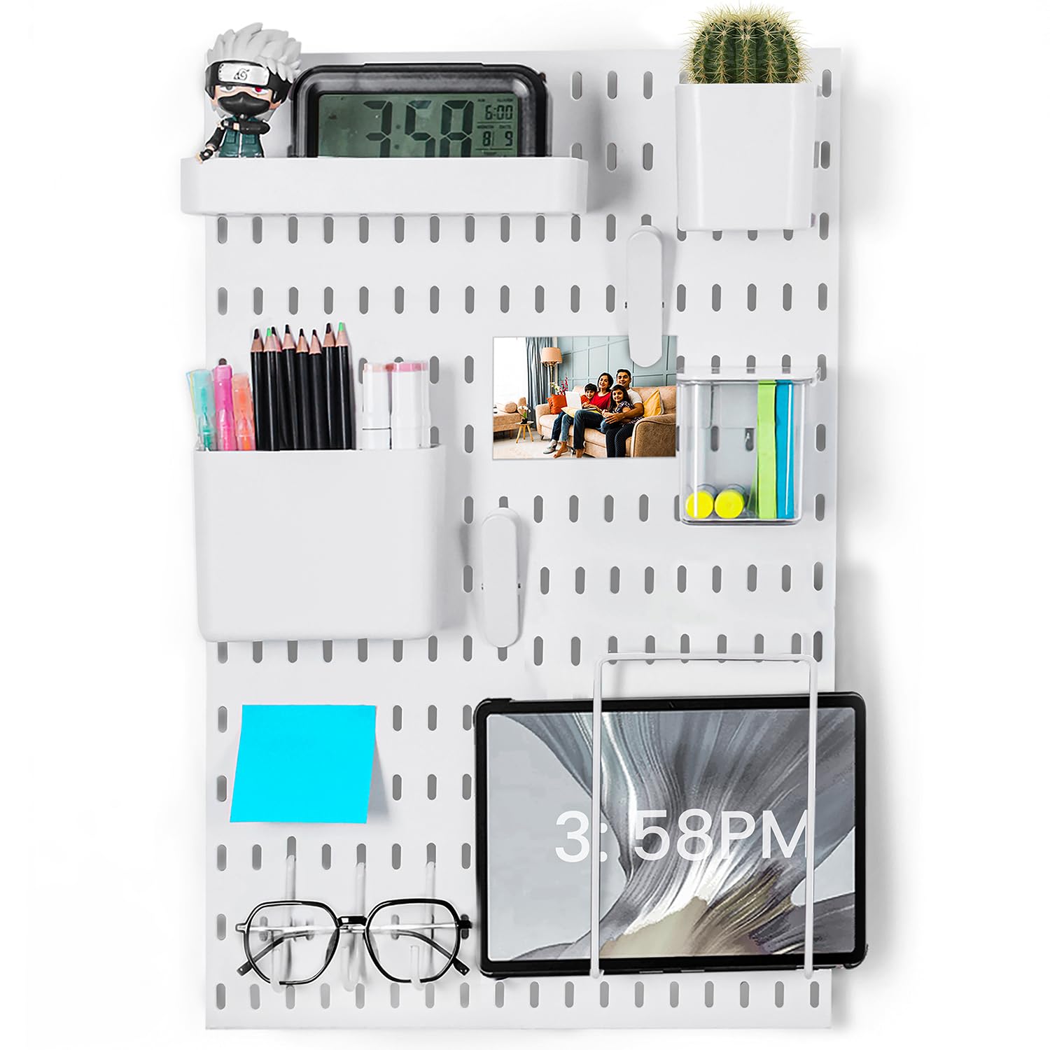 About Space Peg BoardHome Organizer Pegboard Wall Organizer With 9