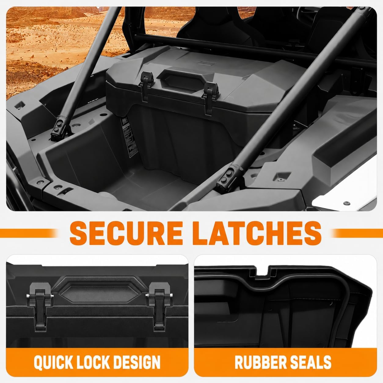 82QT Rear Cargo Box for Polaris RZR XP 1000 XP4 1000 2024-2026, Waterproof UTV Rear Bed Storage Box Replace #2889611