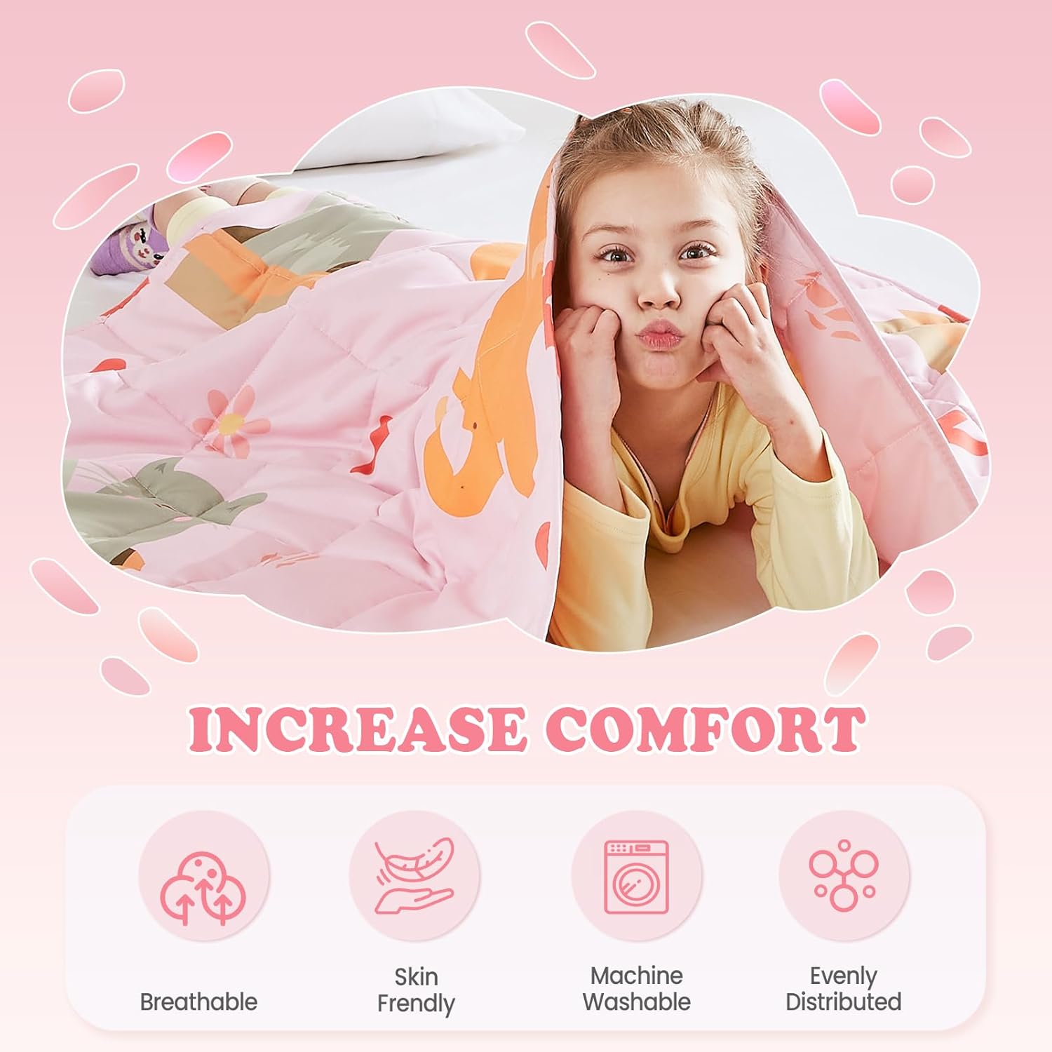 HOSUKKO Weighted Blanket - 3 lbs Pink Cat Heavy Blanket - Small Size Breathable Blanket(36 * 48 inches, 3 lbs) - Image 3