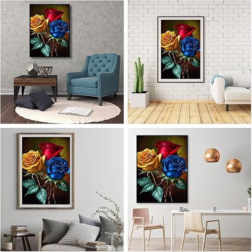 Miniatura 7 de JFYHAB Kits de pintura de diamantes de rosas para adultos, kit de arte de diamantes de taladro completo para adultos principiantes, pintura de