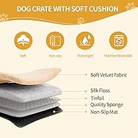 Vista 5 de 63" Mueble de jaula para perros para 2 perros, jaula de perro interior resistente con soporte para TV, jaula de madera para perros L con divisor