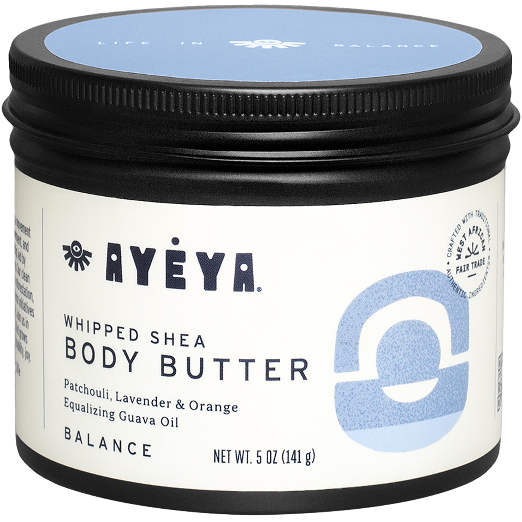 AYÉYA Whipped Body Butter, Patchouli, Lavender & Orange (Balance) – Harmonizing, Deep Conditioning Moisturizer for Combination, Acne-Prone Skin, 5 Oz Ea