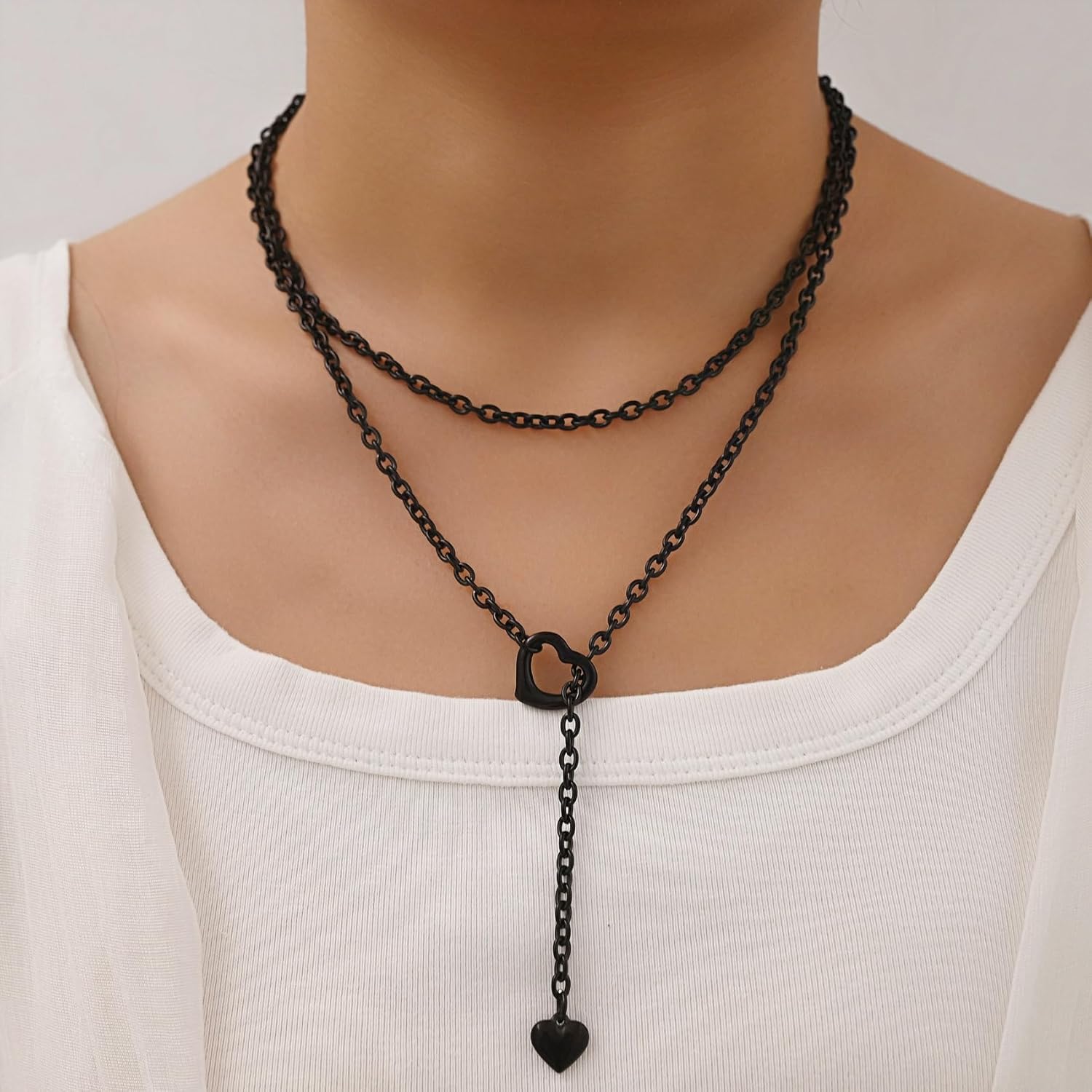 Heart Slip Chain Necklaces for Women Stainless Steel Y-Necklace Long Necklace for women Adjustable Long Chain Gothic Necklace - Image 2