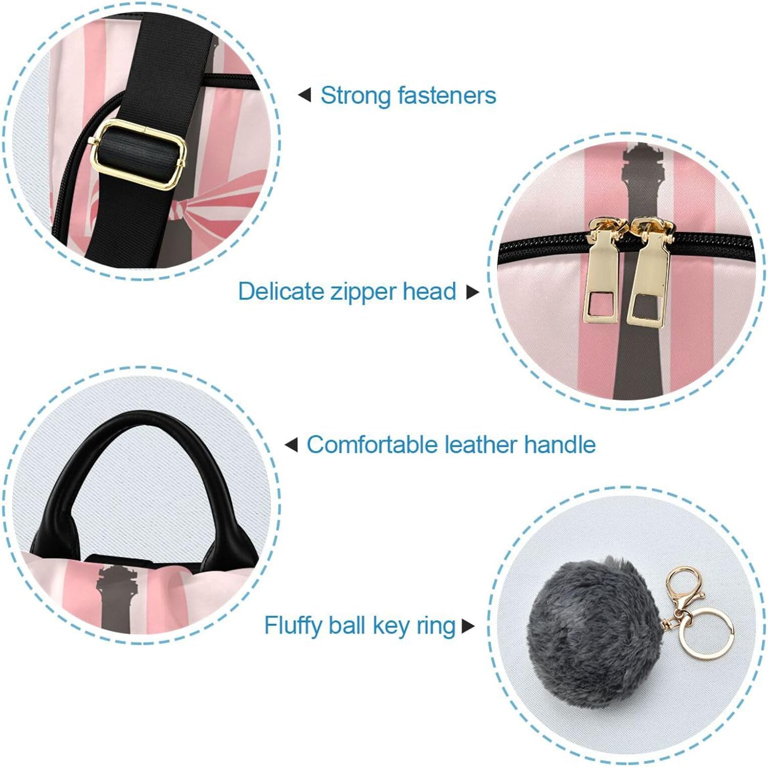 ALAZA The Pink and White Stripes Of The Eiffel Tower Backpack Purse for Women Anti Theft Fashion Back Pack Shoulder Bag