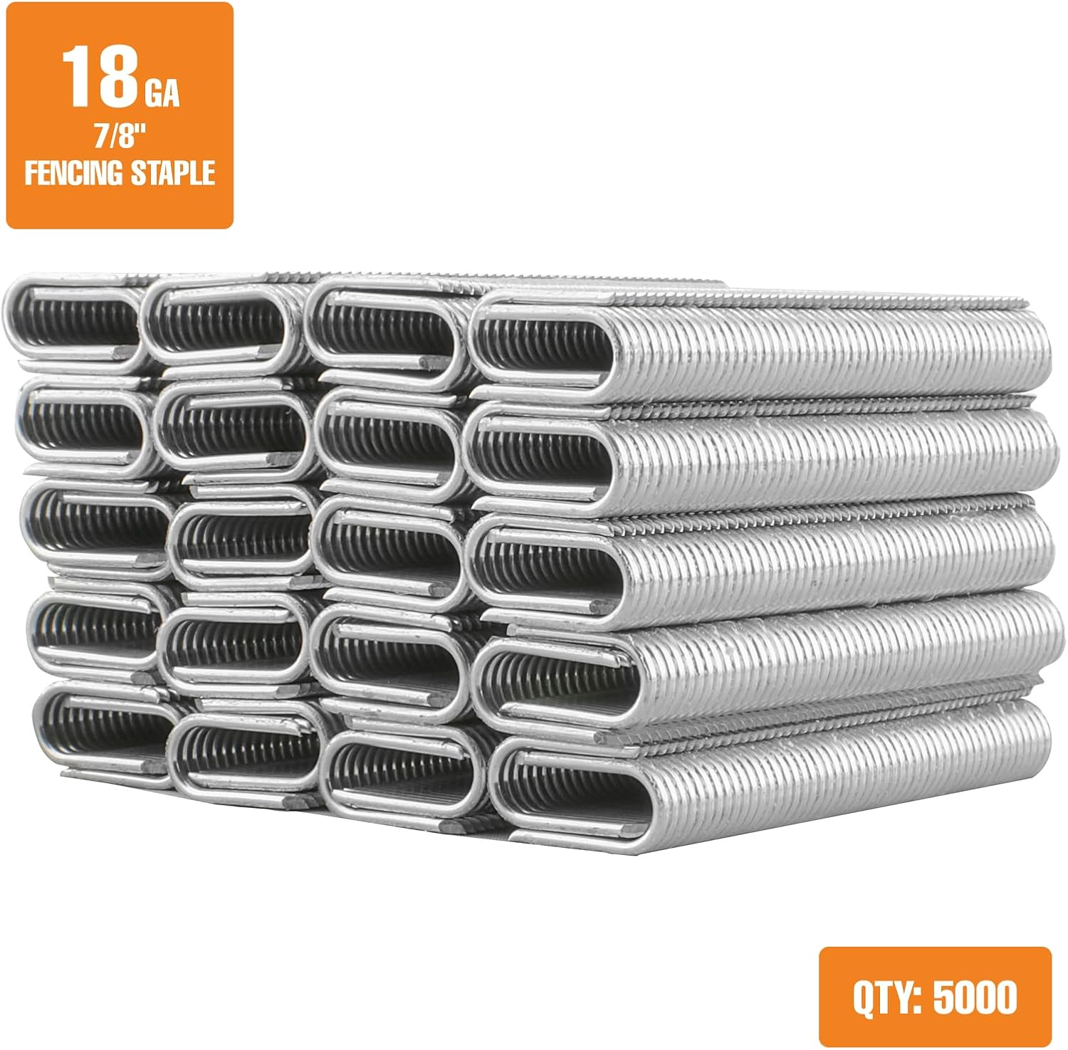 Freeman 18-Gauge 7/8" Fencing Staples | Glue Collated | Galvanized Steel | 5,000 Count | For Mesh, Trellising, Pet Enclosures, Snow Fencing & Livestock | Compatible with Freeman PFS18 | FS18G78