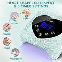 Vista 2 de Lámpara de uñas LED UV, lámpara de uñas inalámbrica de 72 W, secadora de uñas con 5 ajustes de temporizador, pantalla LCD inteligente