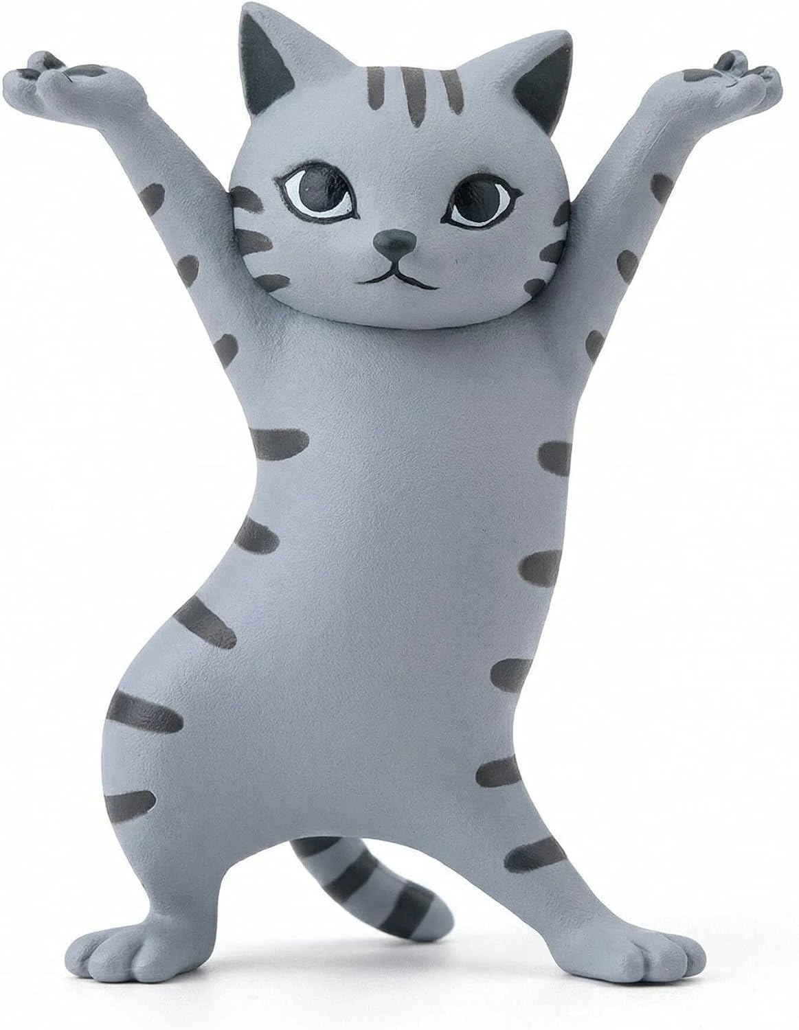 Gray Cat Pen Holder, Cute Pastel Desk Organizer Figurine