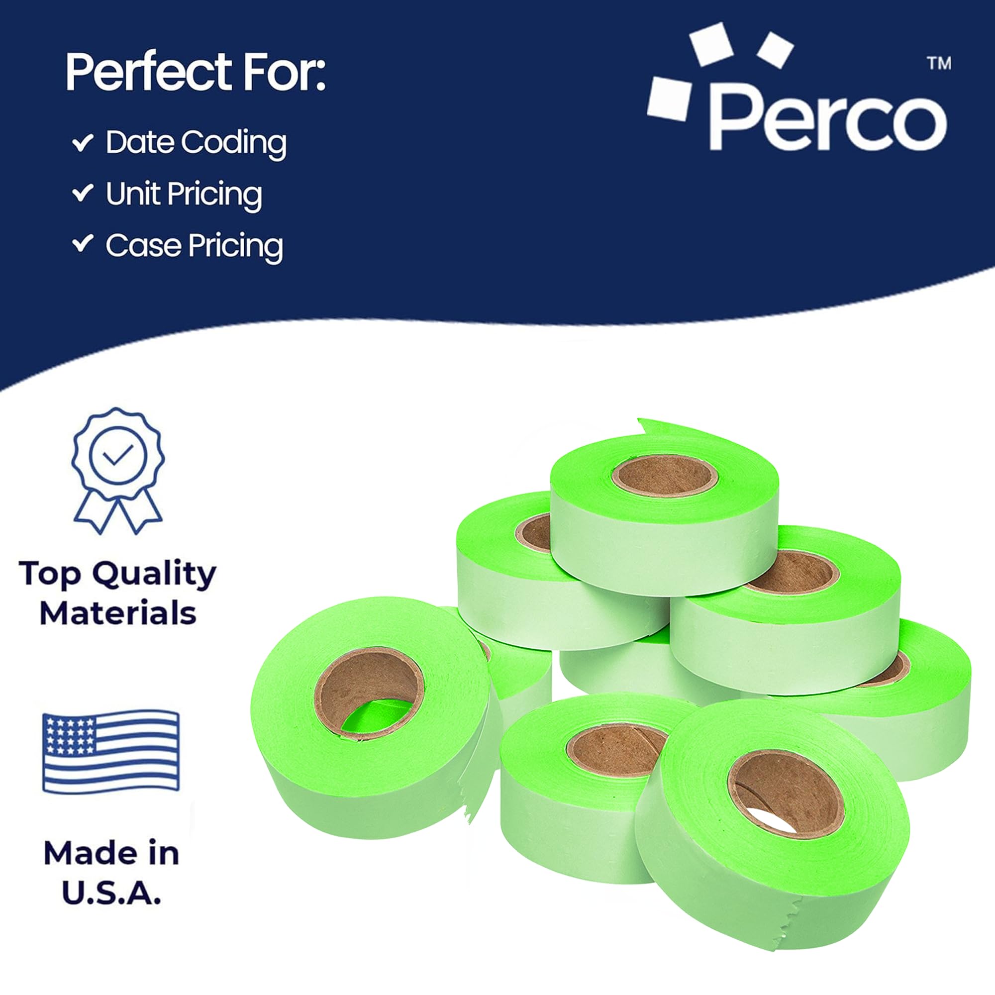 Perco 2216 Étiquettes de prix pour Garvey 22-66/22-77/22-88 Pistolet de tarification à deux lignes, étiquettes de marquage des prix vert fluorescent (1 manchon)