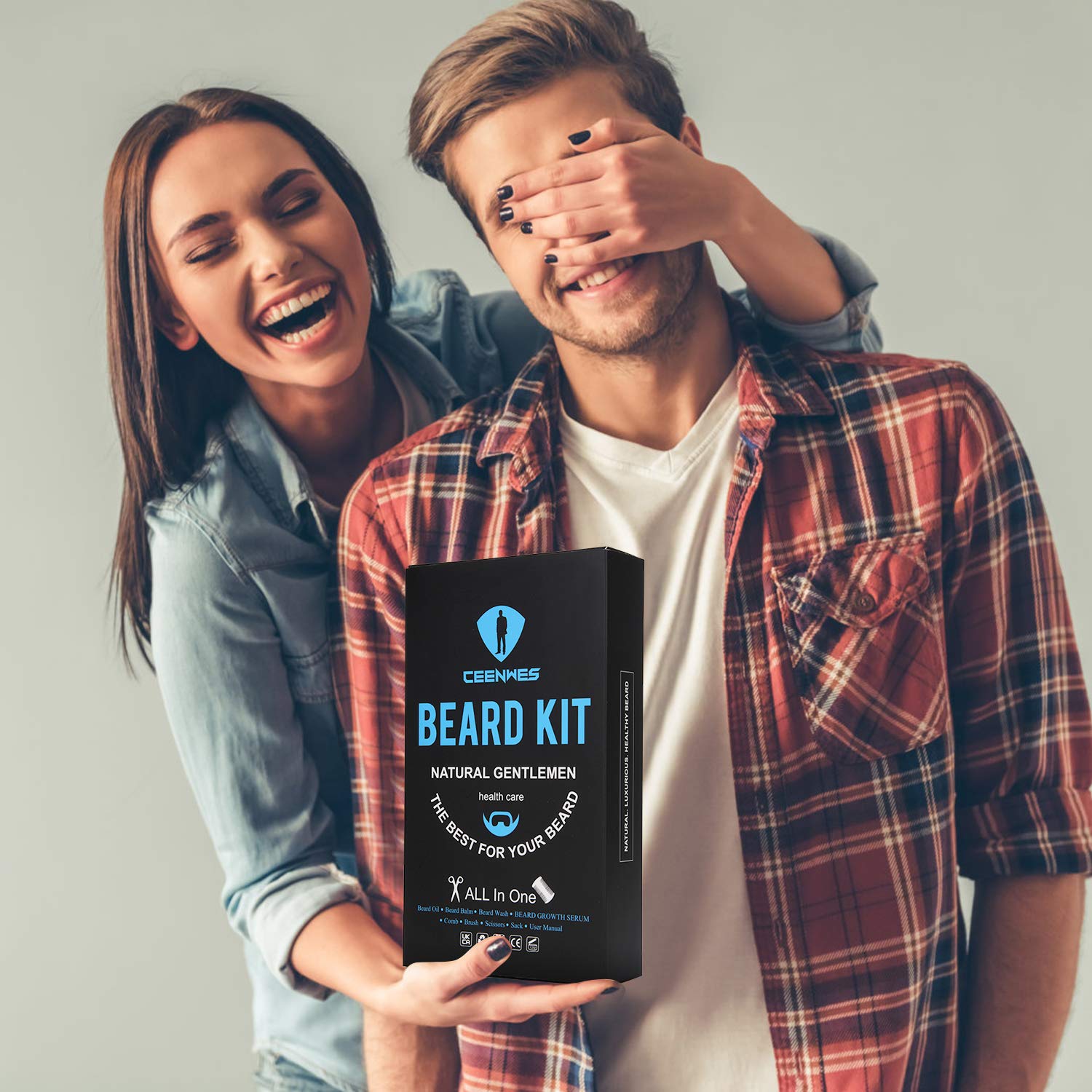 Kit d'entretien de barbe 9 pièces pour homme avec shampoing à barbe gratuit, huile à barbe, baume à barbe, peigne à barbe, ciseaux à barbe, soin de la barbe, soin de la barbe, produit de croissance de