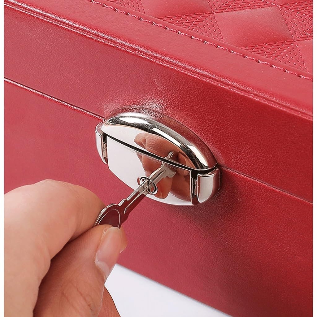 Jewelry Box Organizer Simple Large-Capacity Jewelry Storage Box PU with Large Mirror Detachable Cosmetic Case with Portable Small Jewelry Box Jewelry Organizer Small (A S) (B S)