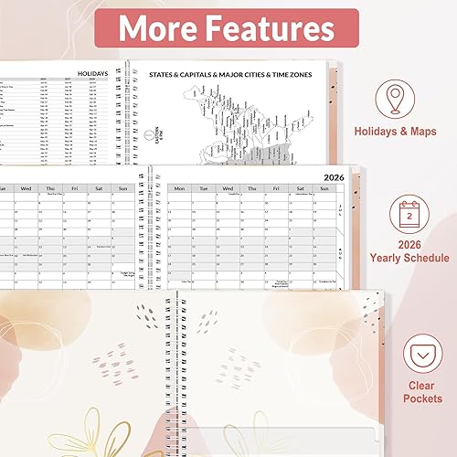 Vista 62 de SUNEE Libro de citas 2026, trimestral por hora, semanal y mensual, de enero de 2026 a diciembre de 2026, planificador semanal de 8.5 x 11 pulgadas