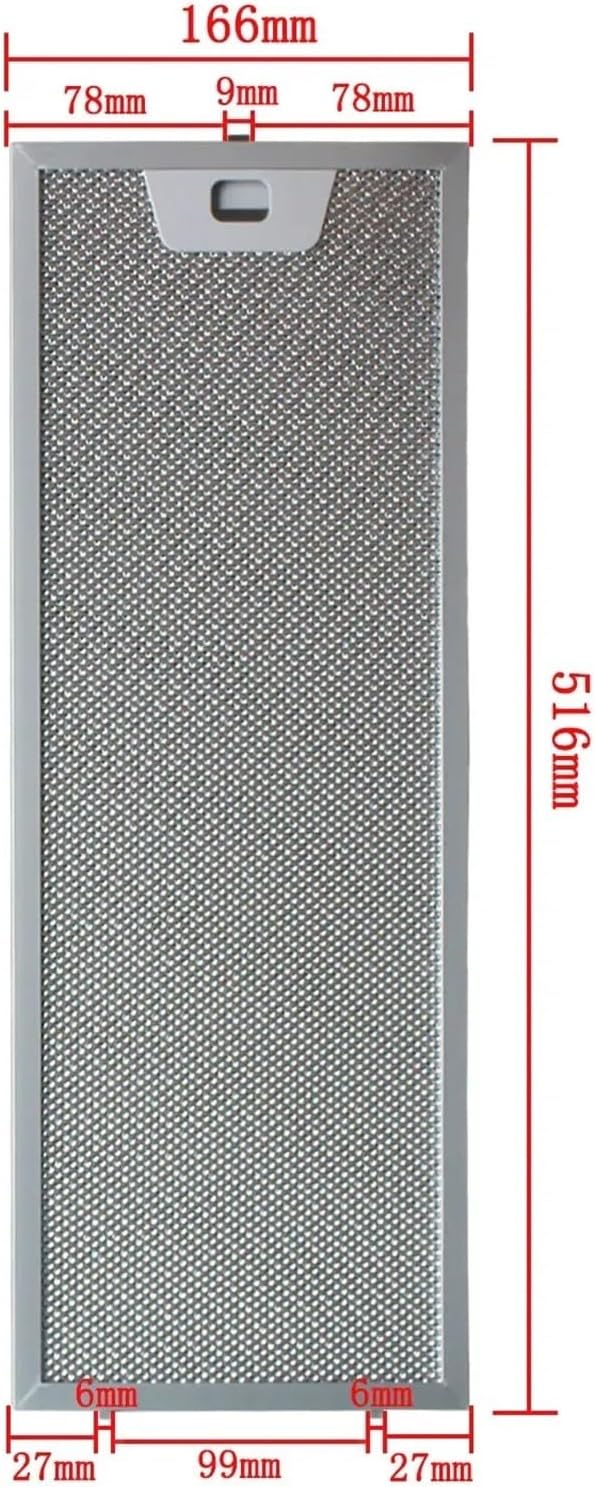 1 PC 516x166 516x186mm Aluminium Cooker Hood Filter Universal 00660222 00660223 Kitchen Extractor Grease Accessory(515x166mm)