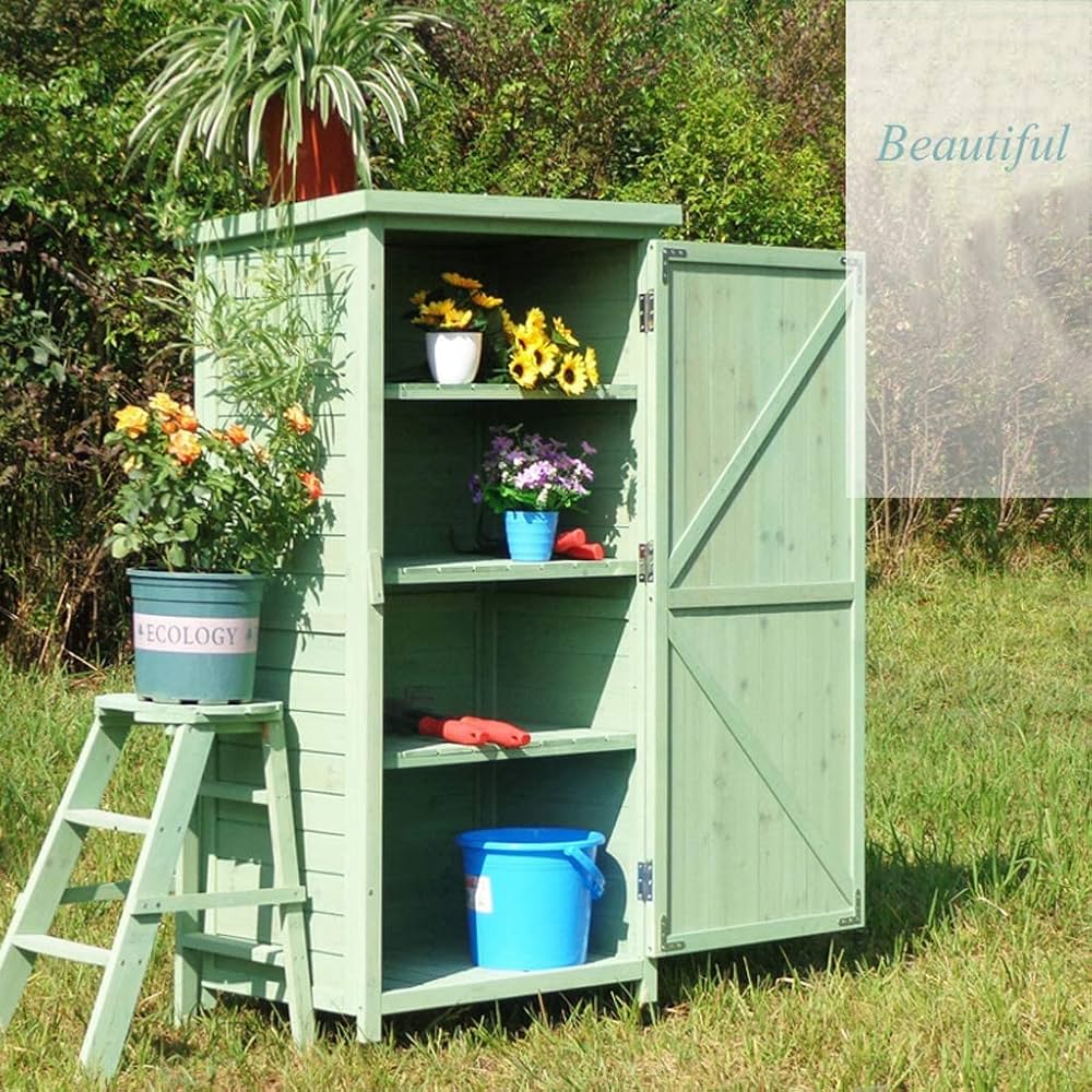 Amazon | XINBUガーデンガーデン 三角屋根の木製収納庫 豪華物置棚 Amazon | XINBUガーデンガーデン 三角屋根の木製収納庫 豪華物置棚