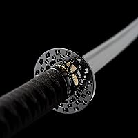 Vista 2 de Espada JIHPEN, Katana negra, espada samurái de espiga completa, afilada, hoja de acero de resorte con vaina negra - 41 pulgadas, variedad de estilos