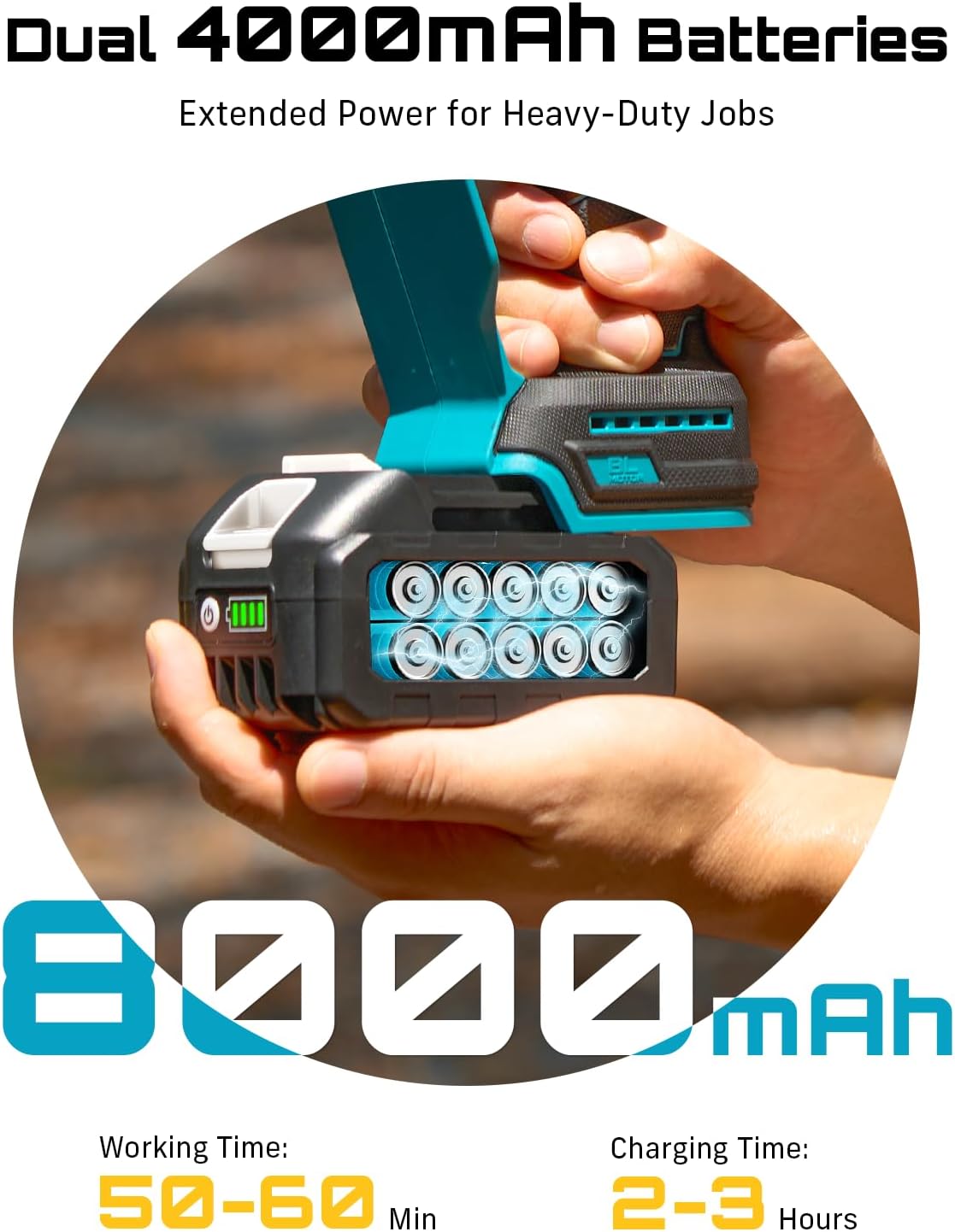 SEESII 10-Inch 2-in-1 Cordless Pole Saw & Mini Chainsaw, 21V Battery Powered Brushless Electric Tree Trimmer with Extension Pole, 2×4000mAh Batteries, Automatic Oiling,Lightweight Handheld Pruner - Image 5