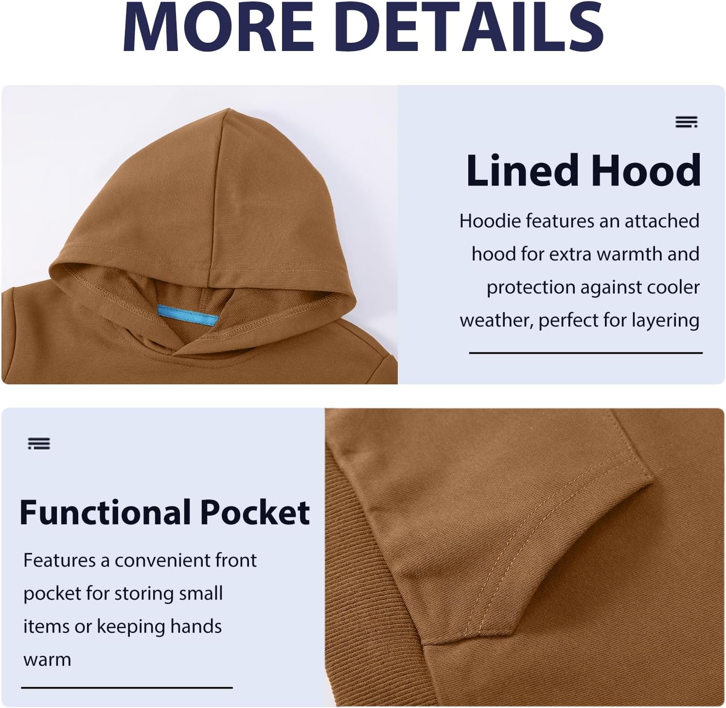Phedrew Kids Cotton Hoodies Toddler Fall Pullover Hooded Medium Weight Sweatshirts with Pocket for Boys and Girls - Image 4