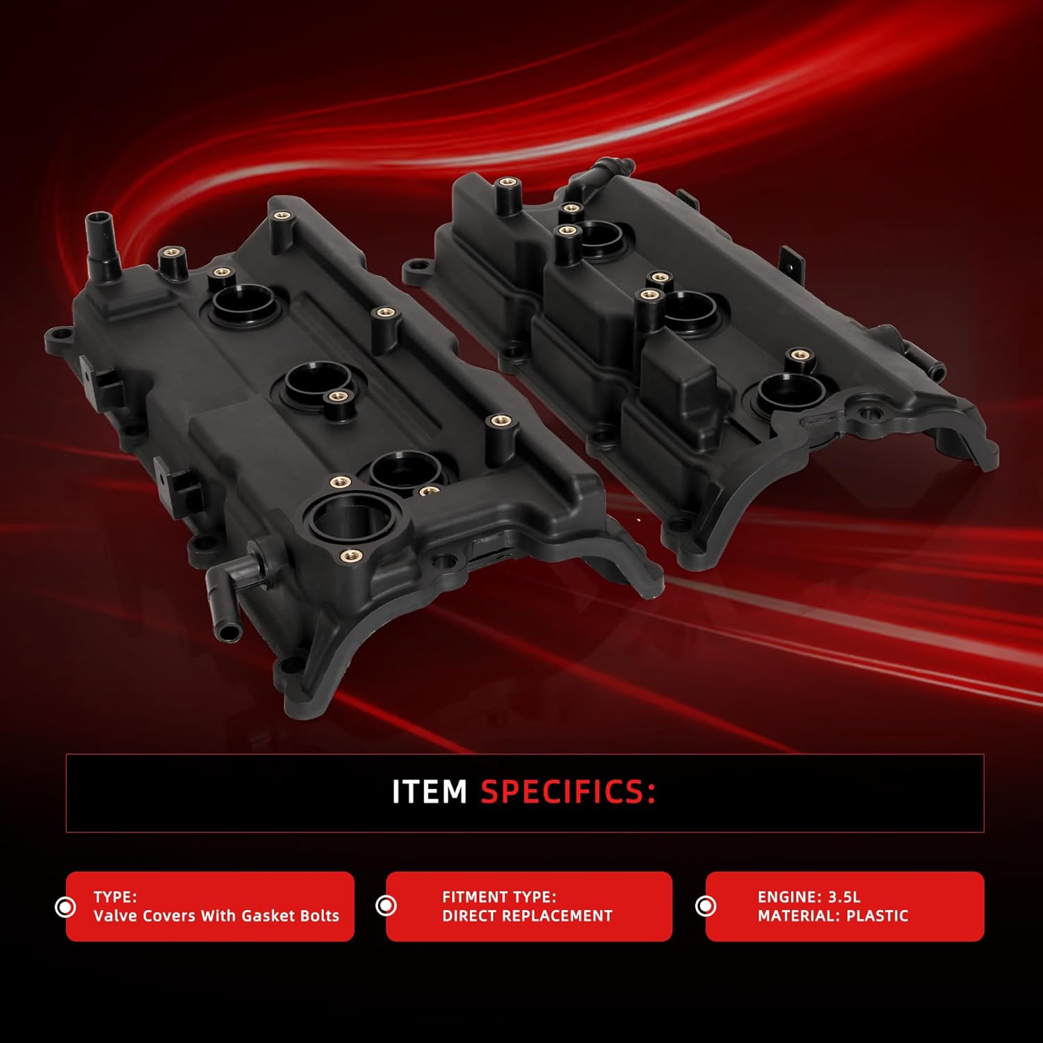 Valve Covers With Gasket Bolts for Nissan Pathfinder 2002-2004 3.5L, for Infiniti QX4 2002-2003 3.5L, #OE 13264-5W500, 13264-5W510