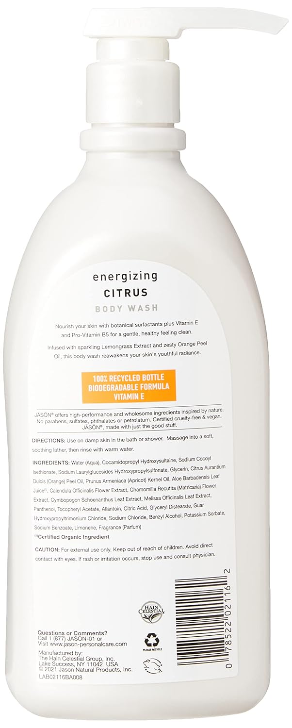 JASON Natural Body Wash & Shower Gel, Revitalizing Citrus 30 Oz & Purifying Tea Tree 30 Oz