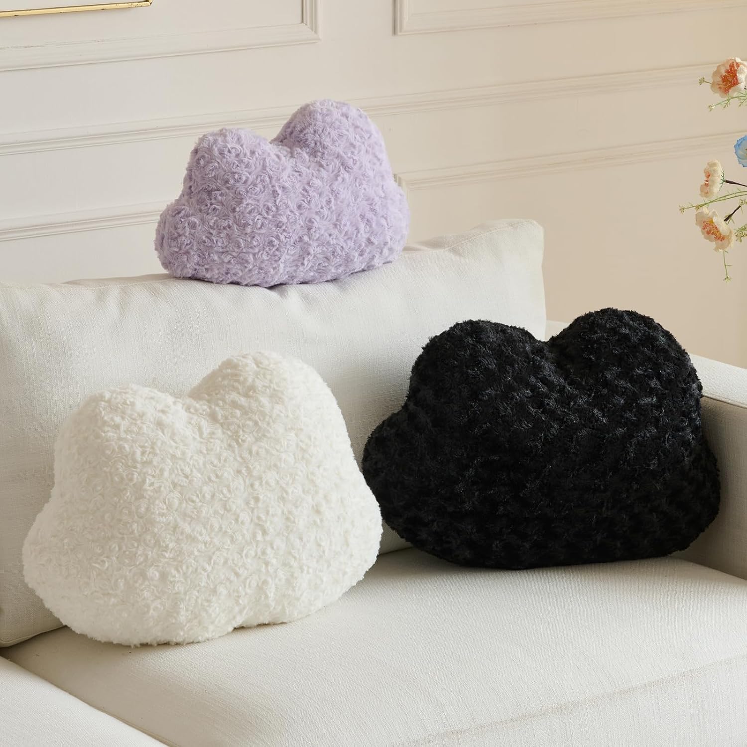 Cloud Throw Pillow, Decorative with Soft Plush, White, 14.9 X 11.4 Inches