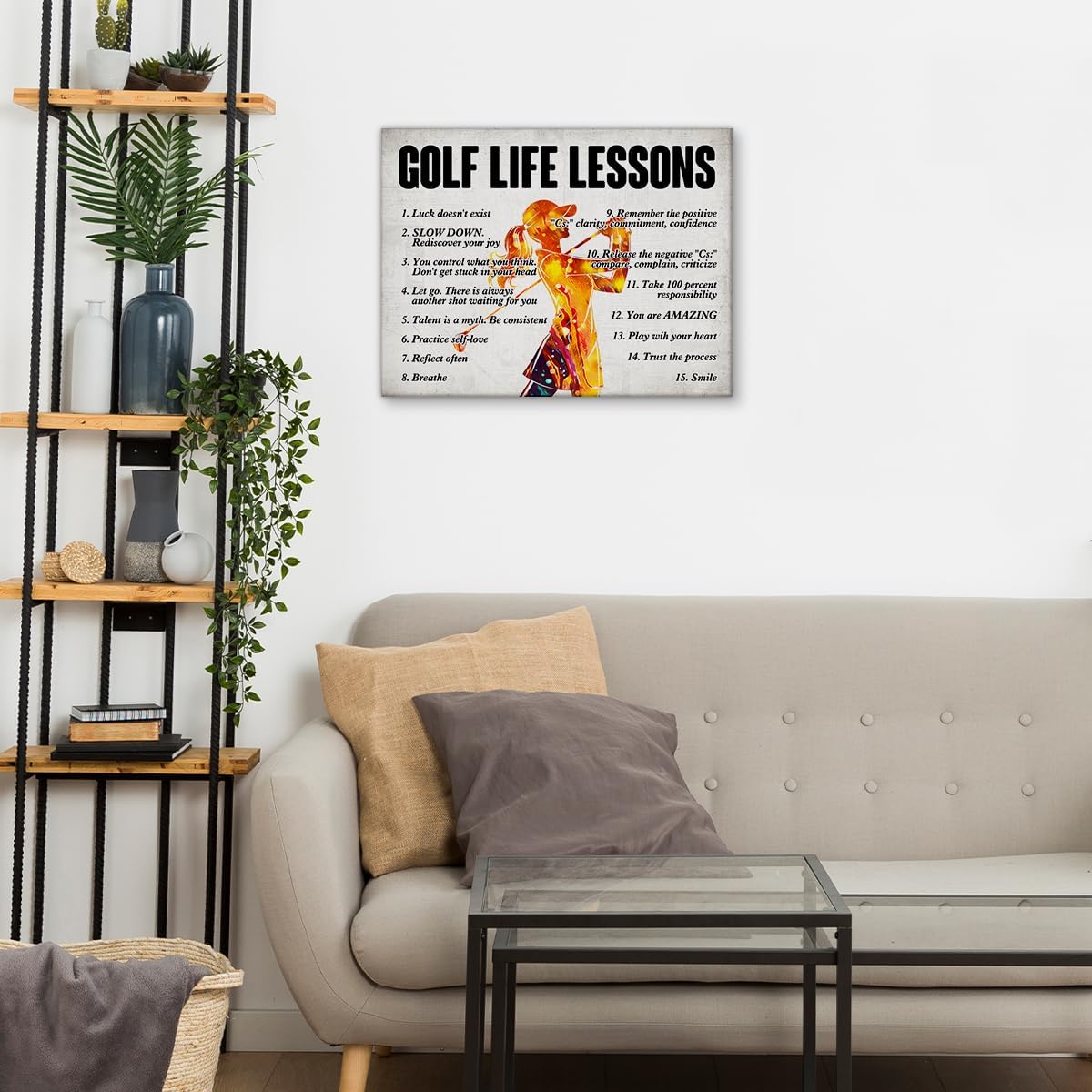 Hijie Golf Poster Canvas Wall Art for Home Bedroom Decor, Inspirational Golf Life Lessons Canvas Print Painting Ready, Golf Gifts for Women Her, 12x15 Inch - Image 6