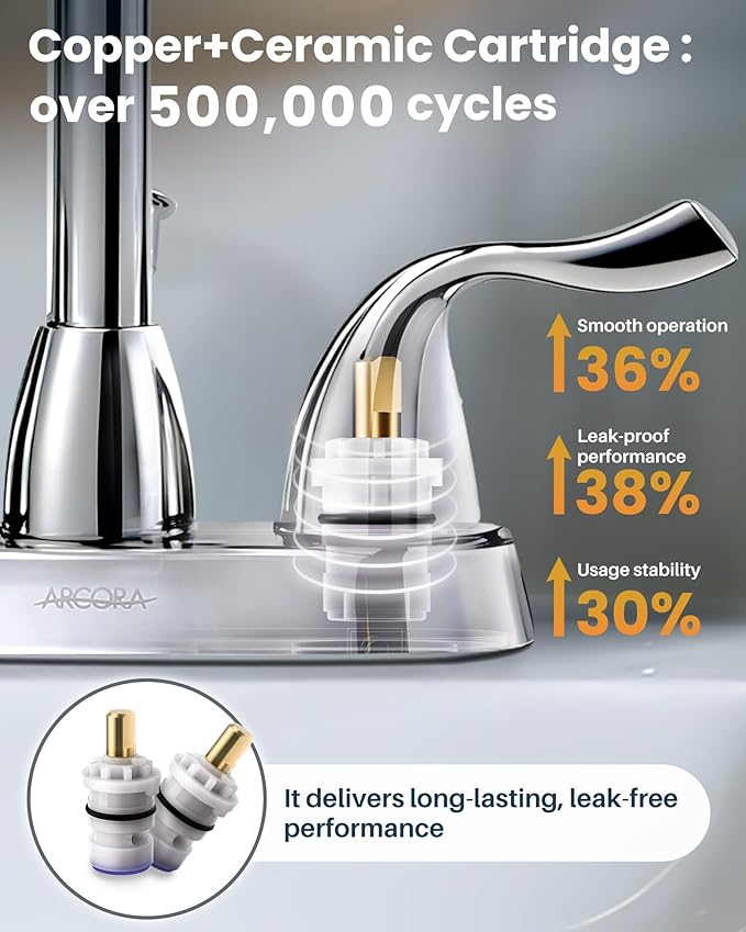 Grifería Lavamanos 3 Huecos 4 Pulgadas Cromo Brillante miniatura 5