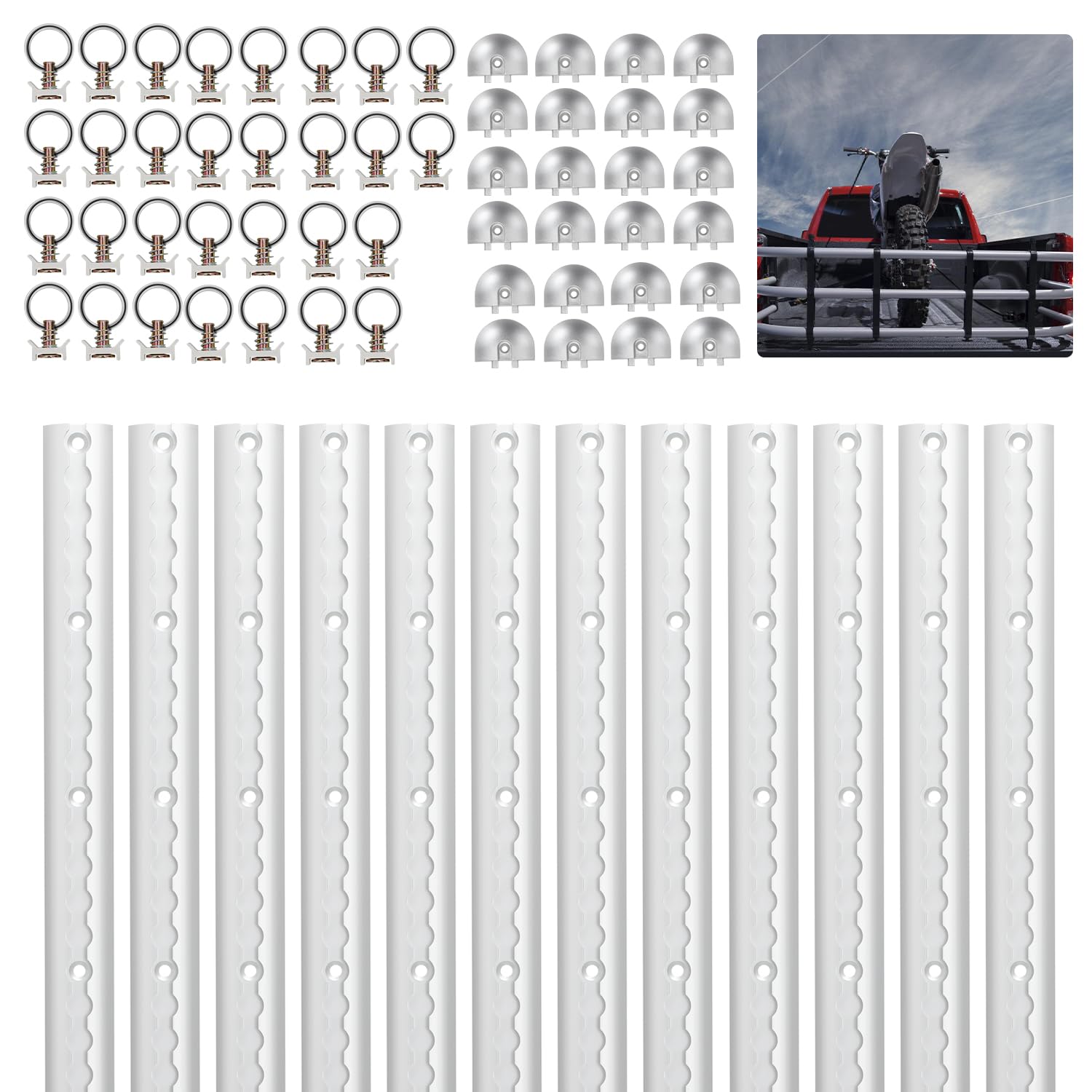 Ansobea Airline Rail 4 x 1 m Aluminium Lashing Rails, Round Semicircular Shape, Airliner Rail Set with 10 Airline Rails, Fitting Rails, 8 Airline Rails, End Caps, for Motorhomes and Trucks, Silver