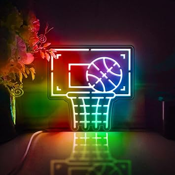 Basketball, Basketball Hoop Led Light Box, Basketball Wall Art Decor, Desktop Decoration RGB & Color Flow Effect, Medium Size