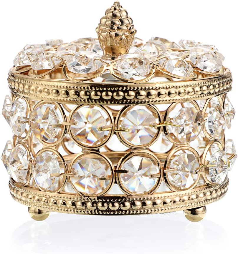 Hipiwe Crystal Mirrored Jewelry Box Jewelry Trinket Organizer Box Home Decor Ring Earrings Necklace Storage Holder Keepsake Box