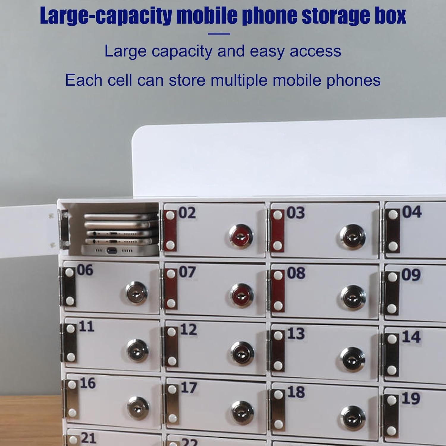 Cell Phone Locker Box Cell Phone Storage Cabinet, Cell Phone Lock Box with Door Locks and Keys, Employees Acrylic Locker Cell Phone Holder, Cell Phone Organizer for Office School Classroom Factory