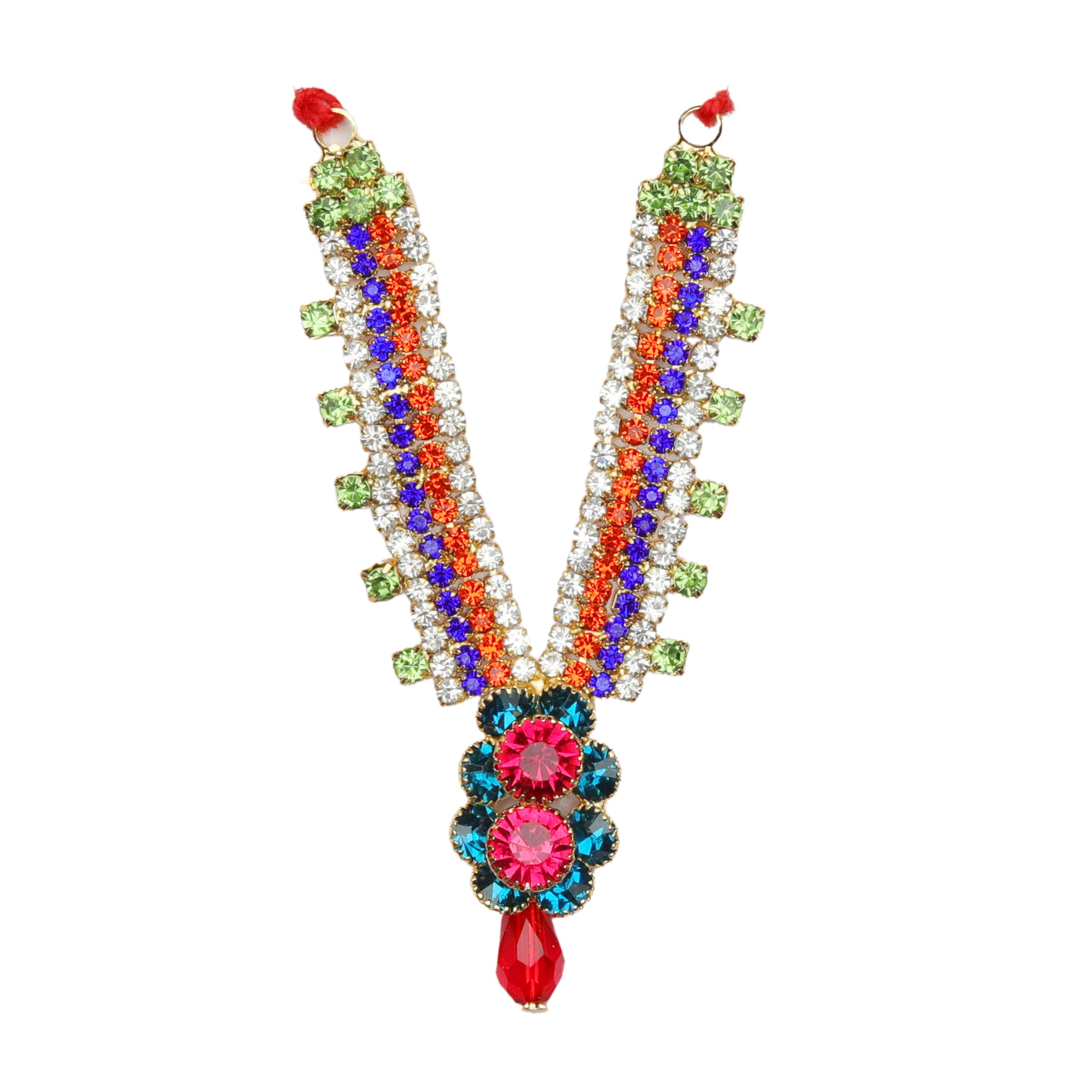 Stone Mala for Laddu Gopal/Devi Maa/Radha Krishna/Indian Traditional God Goddess Haar Sringar Set Deities jewellary Set for All God Idol Statue Festival Ganesha Decoration (Size:- 3")(Multicolor)