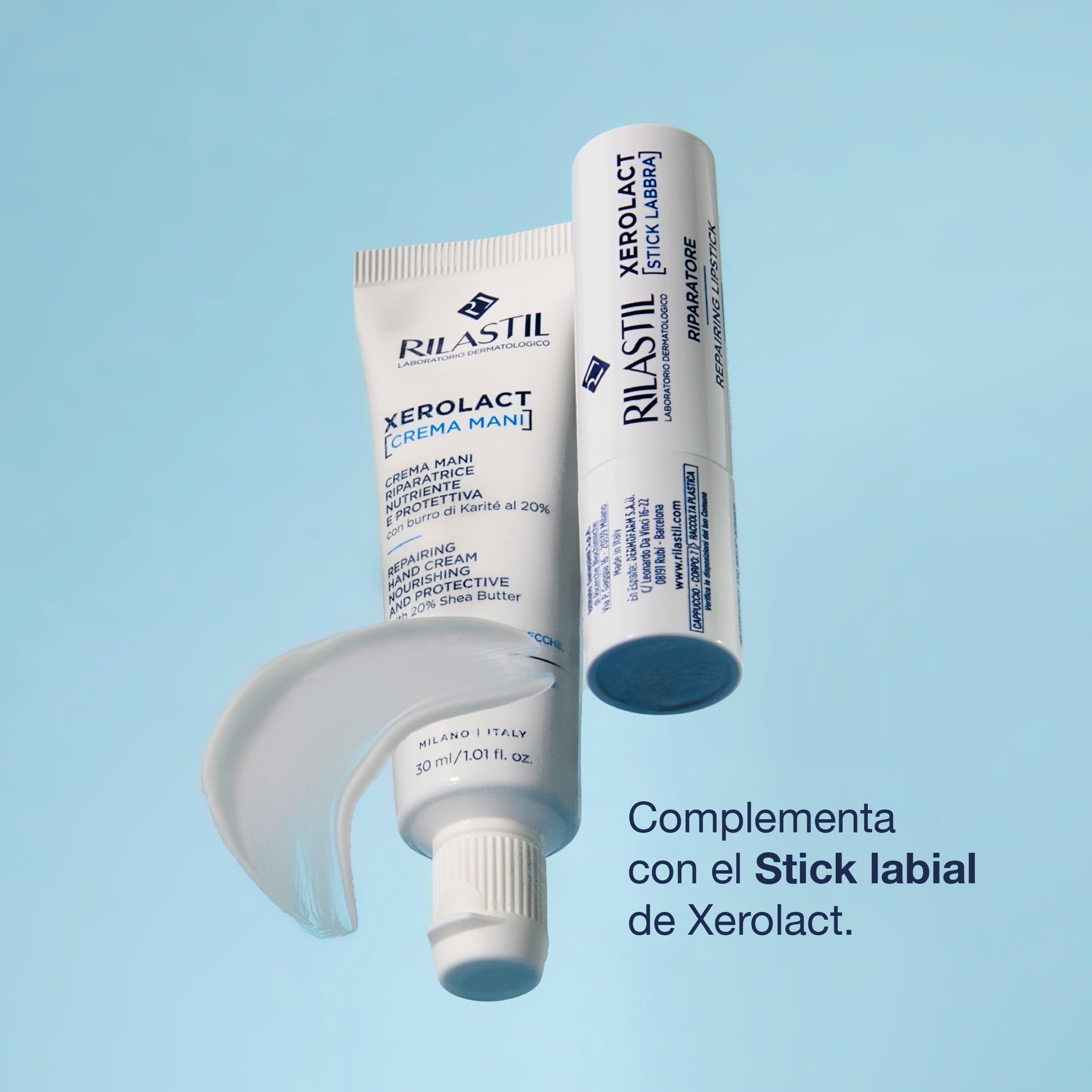 Rilastil Xerolact Crema Mani Riparatrice, Trattamento Restitutivo, Nutriente e Protettiva con Burro di Karité per Pelli Sensibili, Molto Secche, Confezione da 100ml