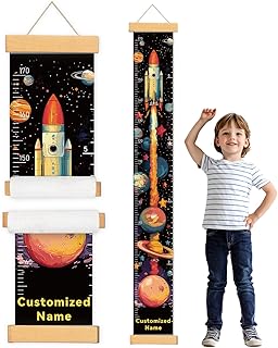 Personalized Name Kids Growth Chart for Wall, Rocket Premium Canvas Removable Height Chart for Kids, Height Measurement for Wall, Height Chart for Kids & Babies, Kids Nursery Decor