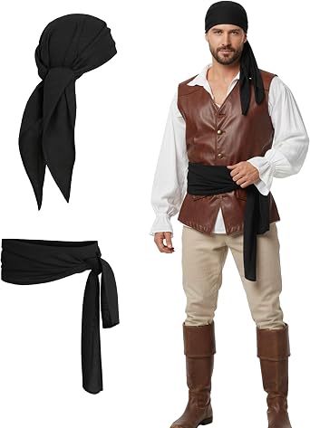Seawhisper Pirate Bandana Head Scarf Wrap Sash Belt Accessories Men Women
