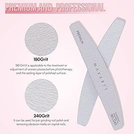 Makartt Nail Files: 180/240 Grit Emery Boards for Nails, 10pcs Professional Dual-Sided Fingernail Files for Natural Nails Prep & Buffing, Reusable Nail Care Manicure Set for Salon & Home Use