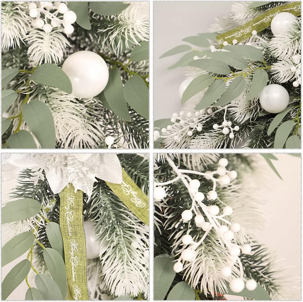 Christmas Teardrop Swag with Berry and Ornaments for Front Door Home
