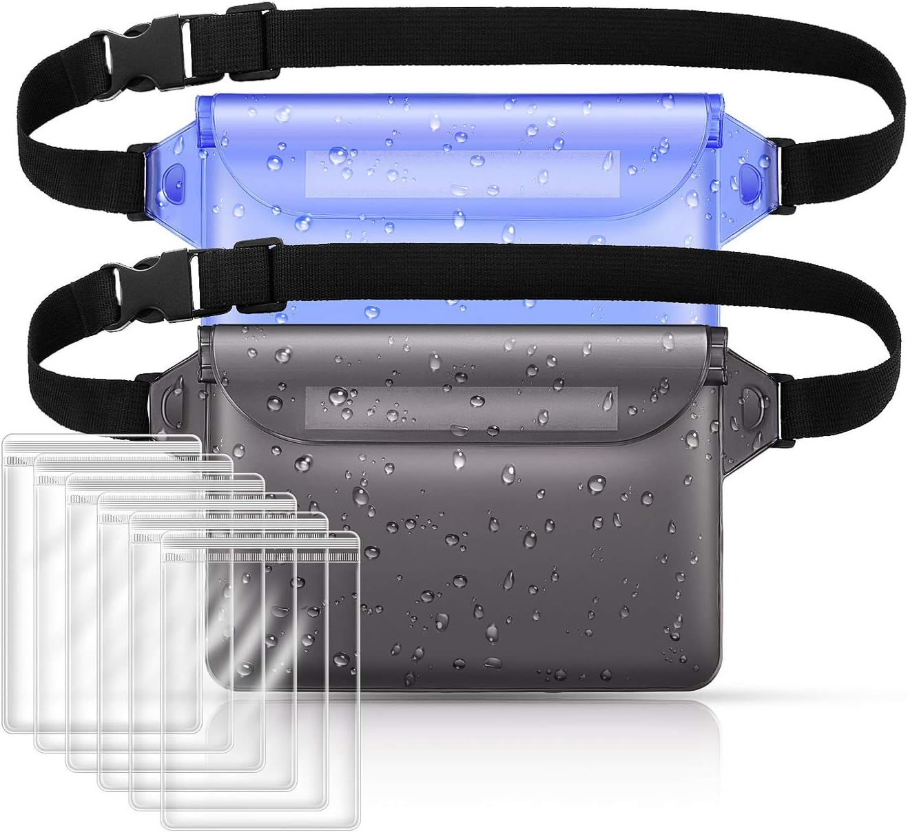 Swimming Waterproof Pouches for Phone and Wallet with Adjustable Waist Strap,Dry Pouches Waterproof for Beach Water Parks Boating Kayaking Snorkeling,Safe and Dry Waterproof Fanny Packs