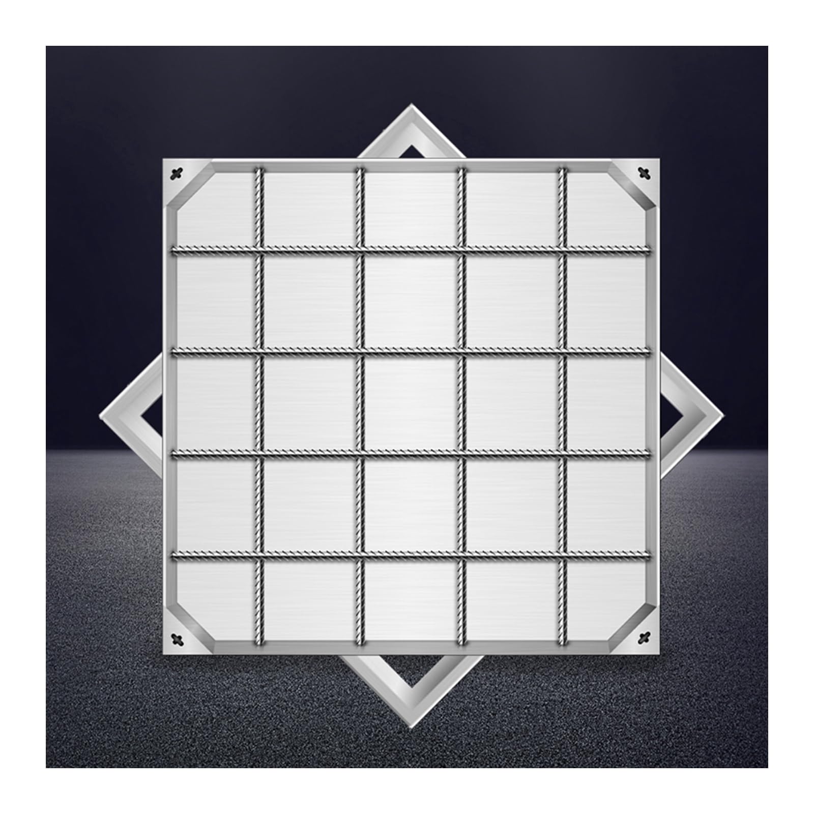 Gbrsxyip 5Cm Heavy Duty Square Invisible Manhole Cover & Frame Septic Tank Lid Utility Access Cover Recessed Sewage Basin Inspection Cover 10Mm Double-Layer Steel Bar 90X90cm/35.4"X35.4"