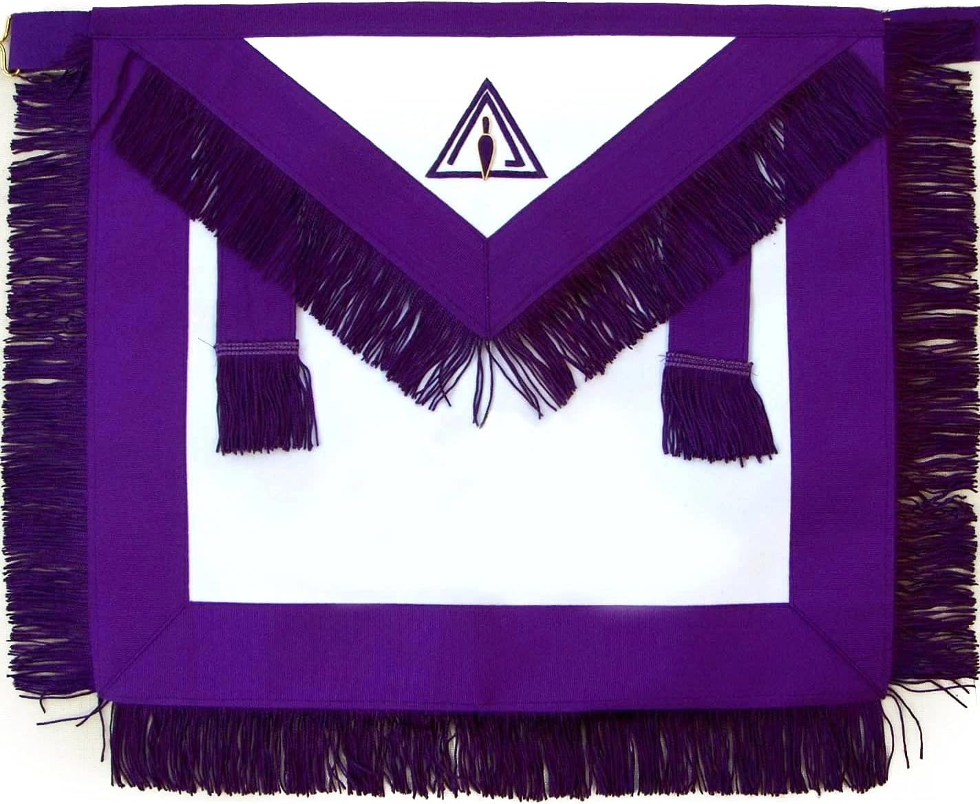 Bricks Masons Member Council Apron - White & Purple with Fringe Tassels