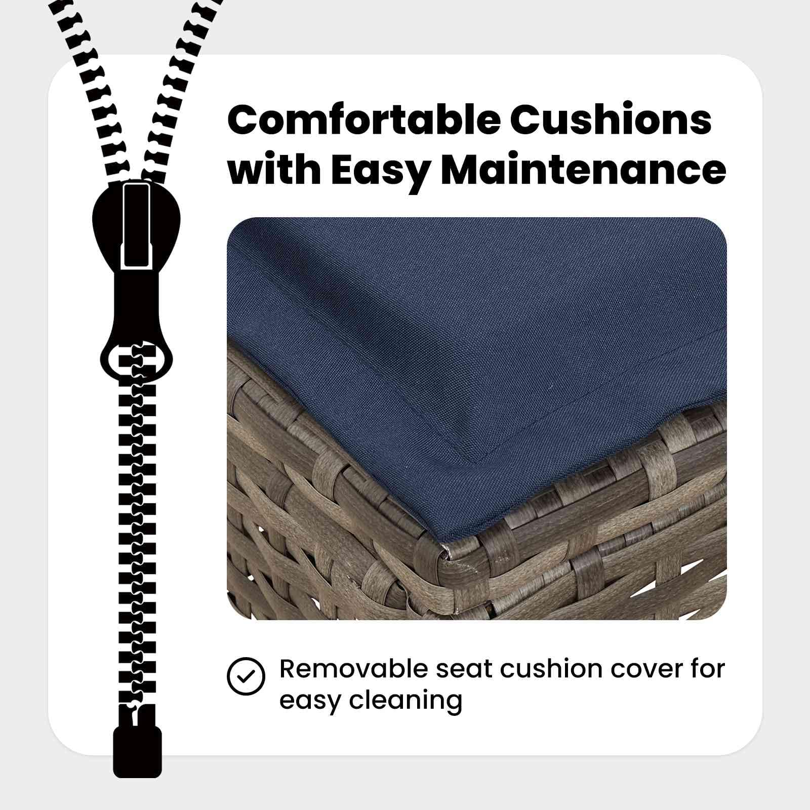 vidaXL Poggiapiedi da Giardino 2 Pezzo Grigio e Blu Navy Rattan in PE, Sgabello moderno in rattan, poggiapiedi compatto, arredo da giardino, accessorio per patio, uso interno, sedia versatile