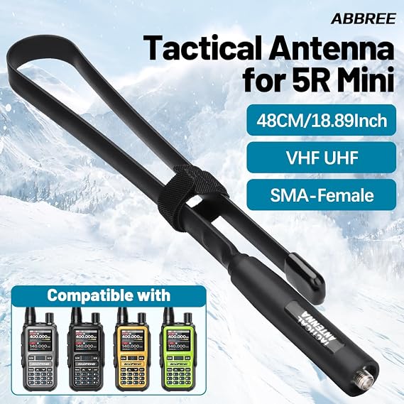 UV-5R MINI アンテナ デュアルバンド 144/430MHz 18.9インチ 折りたたみ式 CS タクティカル SMA メス ハム ラジオアンテナ Baofeng UV-5R MINI UV-5G MINI ハンドヘルド ハム 双方向ラジオ トランシーバー