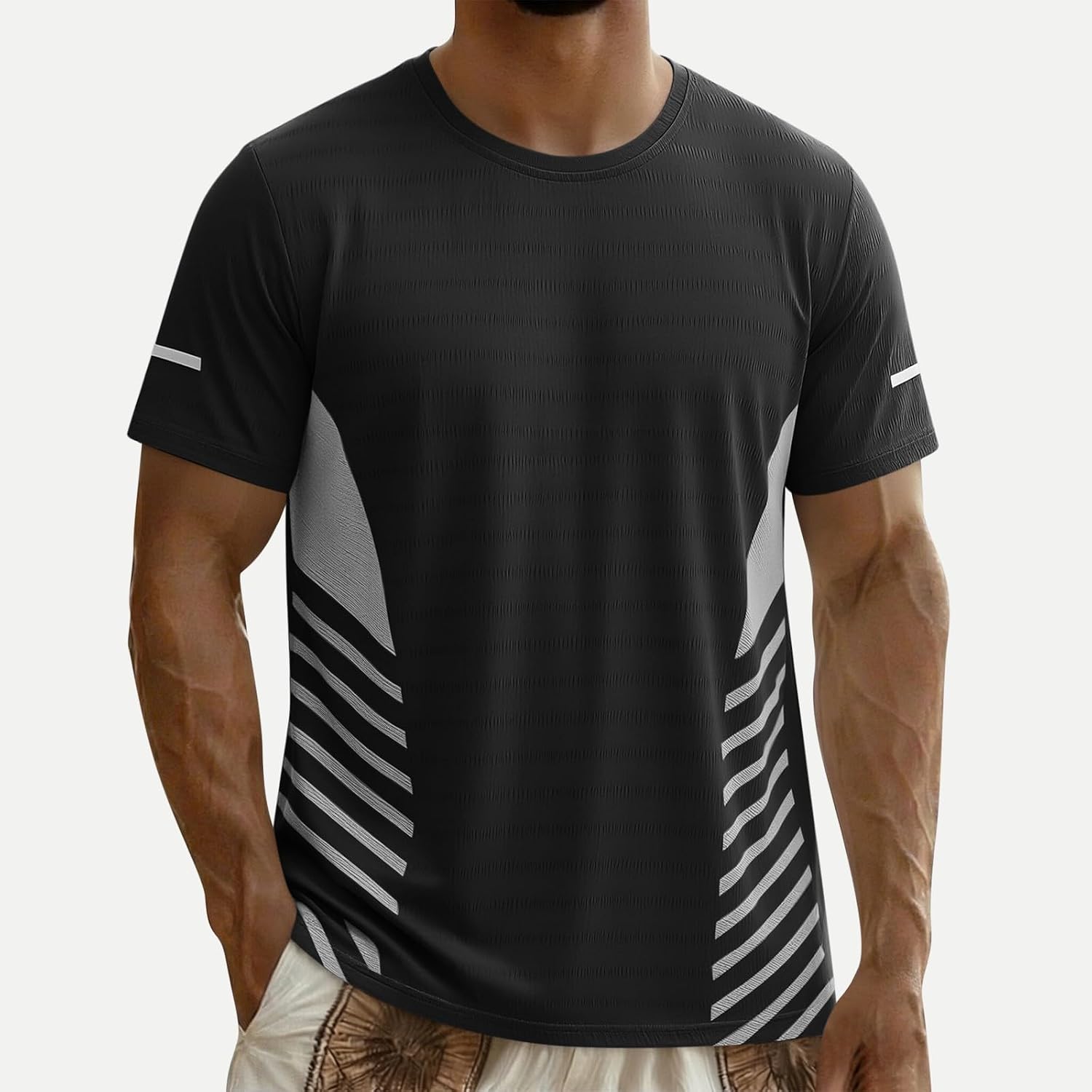 Mens Workout Shirts Quick Dry Athletic Running T-Shirts Short Sleeve Lightweight Moisture Wicking Gym Active Tee Tops
