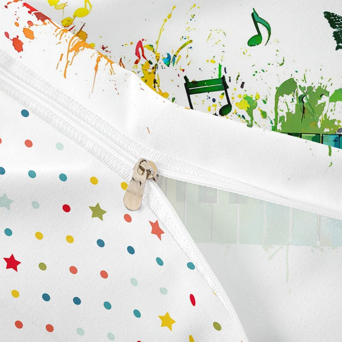 Erosebridal Musical Notes Duvet Cover Twin Size,Rainbow Piano Keys Bedding Set for Girls Teens Women,Jazz Music Theme Comforter Cover,Colorful Tie Dye Bedding Quilt Cover with 1 Pillow Case