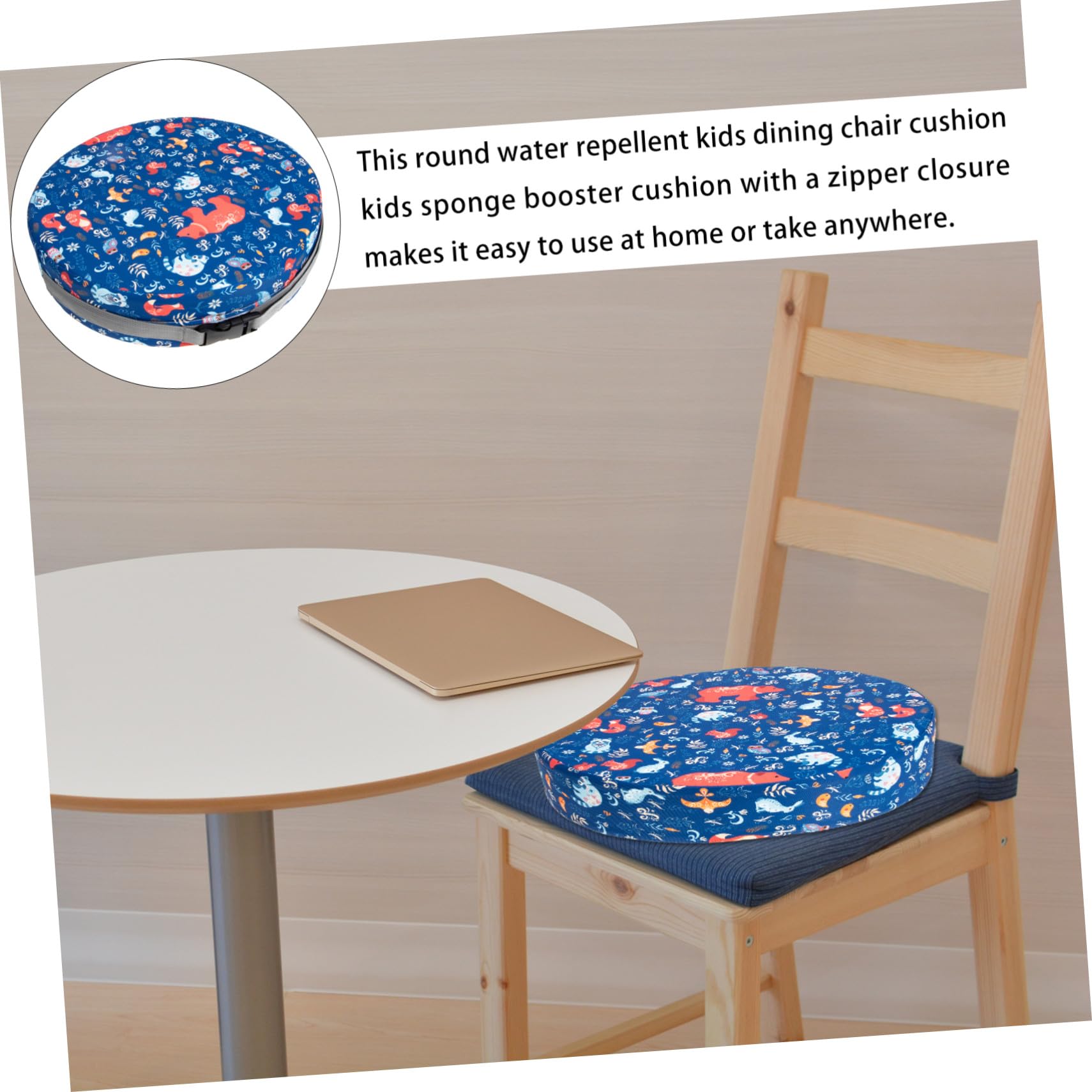Uonlytech Cuscino Rialzato per Sedia Bambini Chiusura a Cerniera, Materia Sponge e Poliestere, Lavabile e Staccabile, per Disegnare e Giocare, Colore Blu
