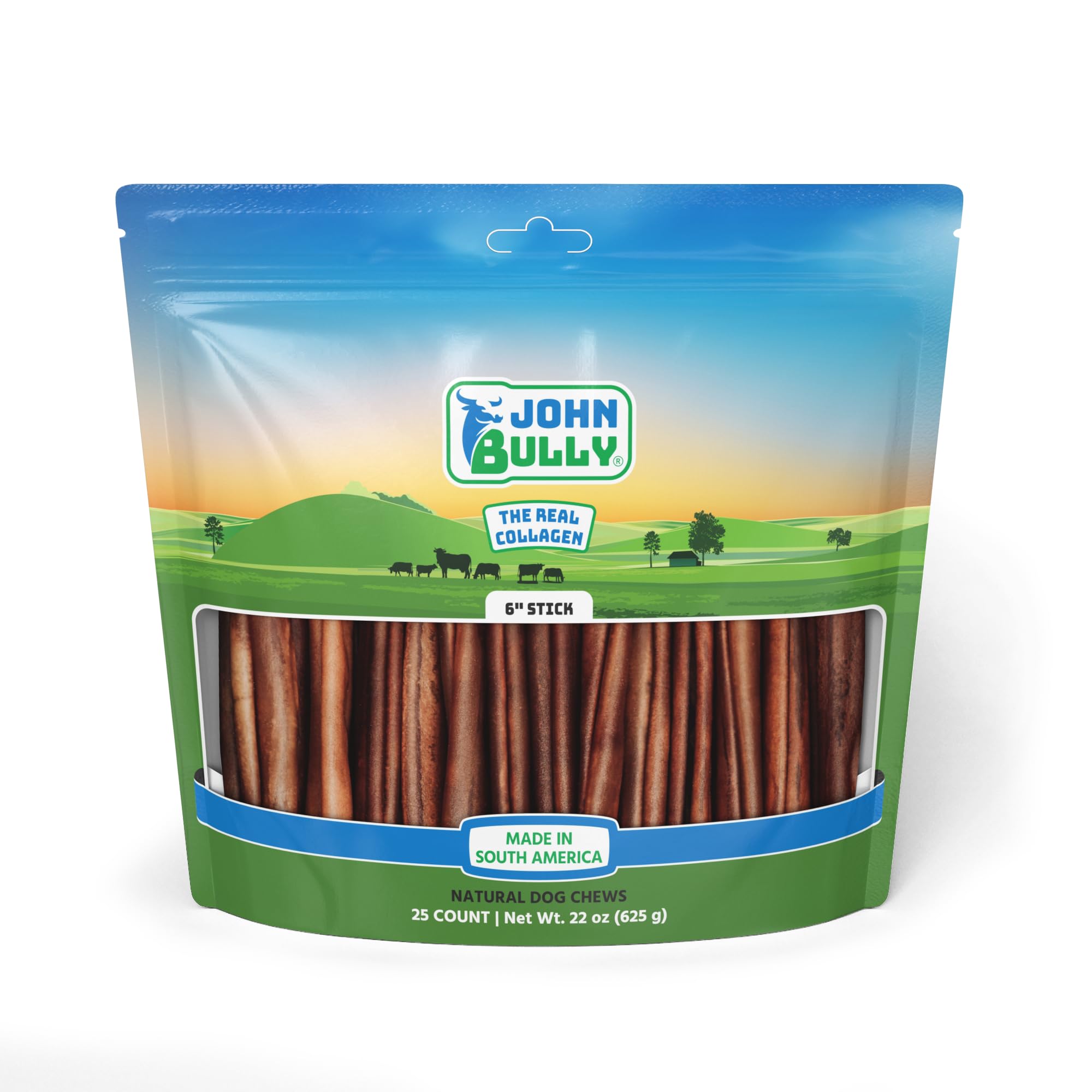 john bully Collagen Stick 6" 25PK, The Best Option for Your Dog, 100% Natural, Rich in Protein, Highly Digestible, Gluten Free,Premium Grade Quality,