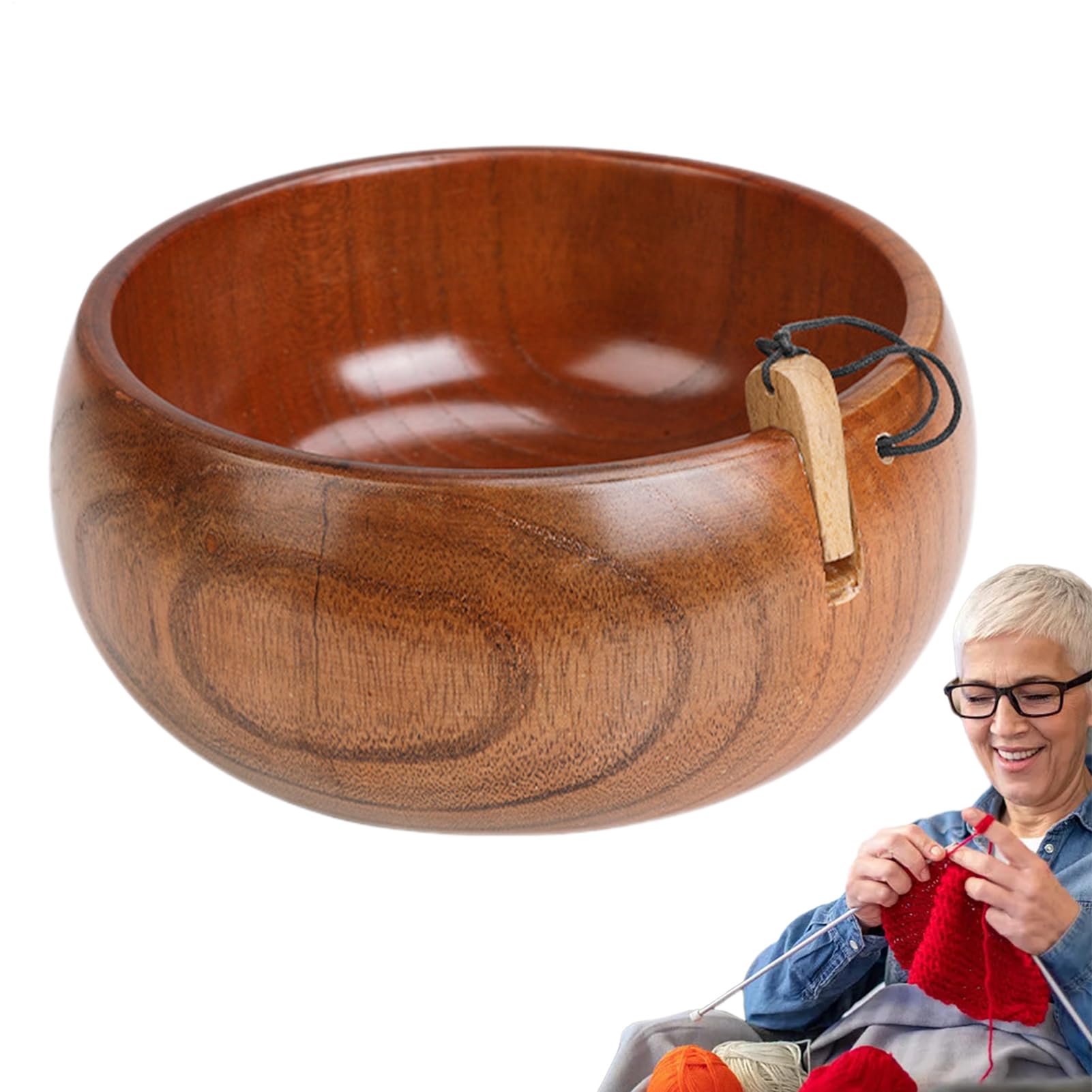 Bol de fil porte-fil en bois support tricot crochet et tissage