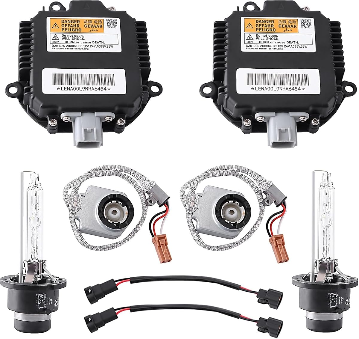 2 Sets Headlight Ballast with Igniter & D2S Bulb for Infiniti G35 G37 FX45 | For Nissan Maxima Murano Rogue 350Z Headlight Bulb Replaces NZMNS111LAN 28474-8991A 28474-89907 HID Xenon Headlight Ballast