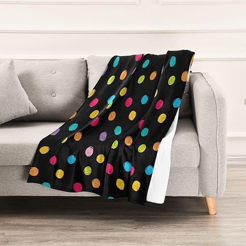 Miniatura 5 de KLL Crayon Polka Dots Black Pattern Throw Blanket 60"x90" Flannel Spring Blanket for Couch, Living Room, Chair, Holiday Microfiber Microfiber Plush