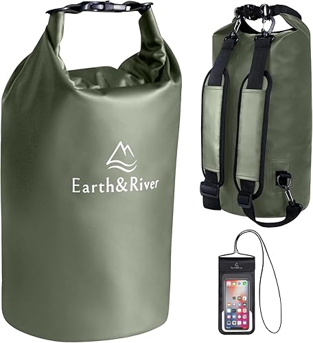 EARTH&RIVER Mochila seca impermeable de alta calidad, extra gruesa, protección para todas las actividades acuáticas y campamentos, bolsa seca ligera