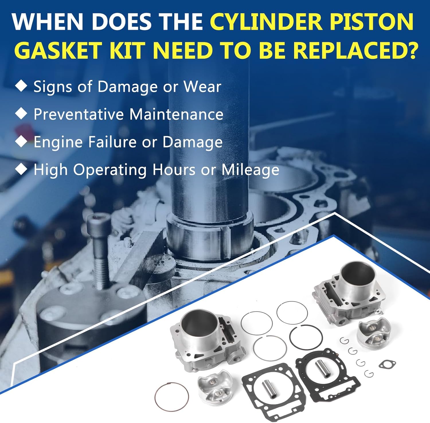 420929650 91mm Cylinders Piston Top End Gasket Kit (2pcs Cylinder Piston) Fits for BRP Commander Maverick Outlander 1000, Replace OE 420929650 420845109 420845107